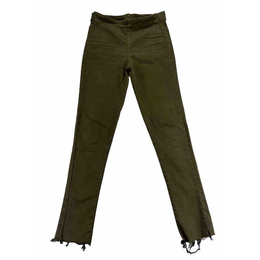 Free People Pull On Skinny Pants Women's Size 26 High Rise Stretch Cotton Green